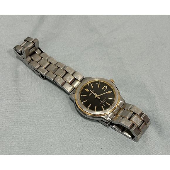 Vintage Seiko V742-8119 Brown Dial Date Watch Two-Tone Stainless Steel 50M - Picture 3 of 9